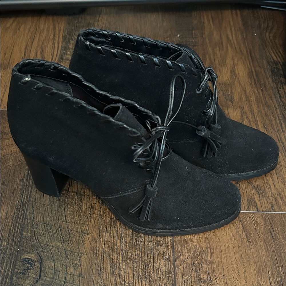 Lauren Ralph Lauren Black Ankle Booties with Braided Trim